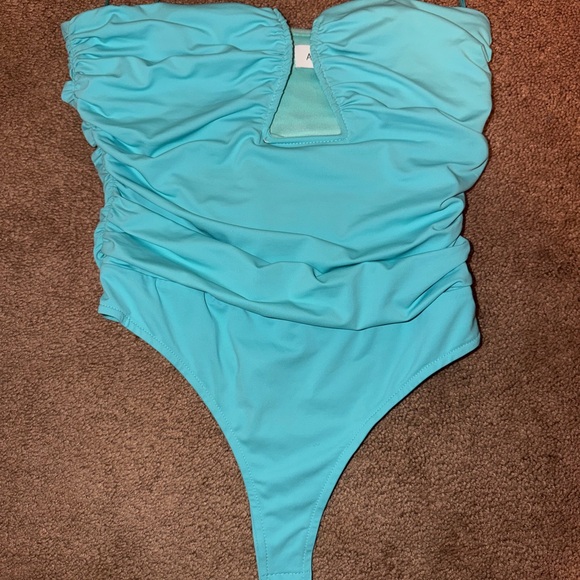 Acoa Tops - Turquoise Ruched One-Piece